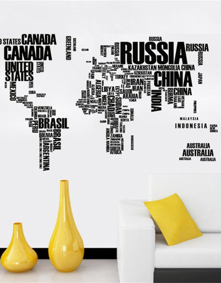 World Map Quote Art Decals