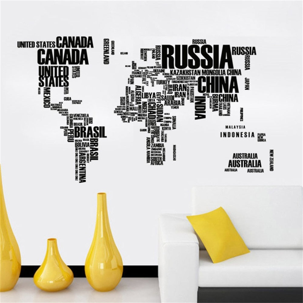 World Map Quote Art Decals