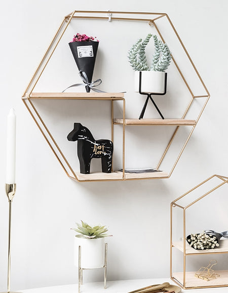 Nordic Iron Hexagonal Wall Shelf
