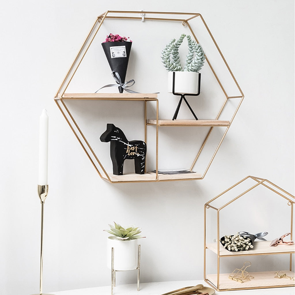 Nordic Iron Hexagonal Wall Shelf