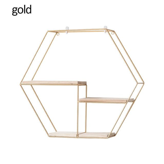 Nordic Iron Hexagonal Wall Shelf