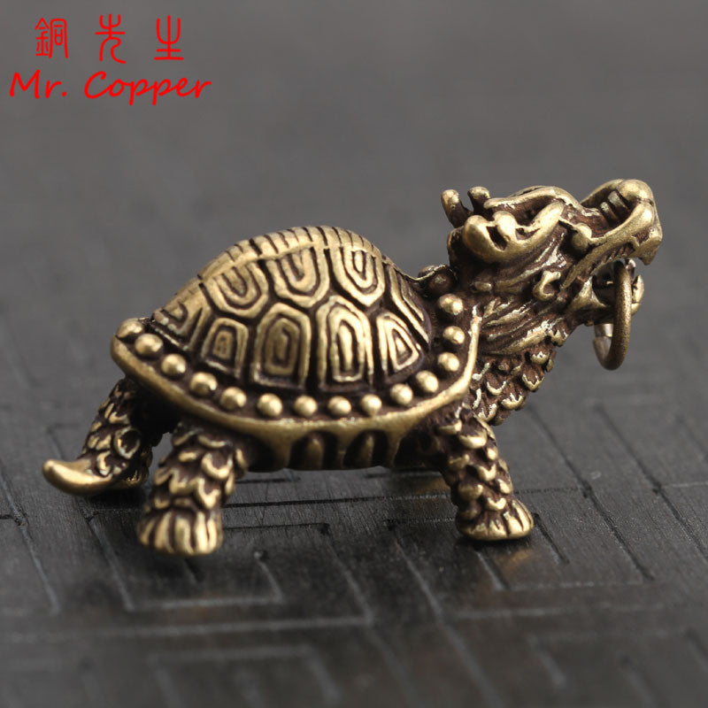 Pure Brass Lucky Dragon Turtle Figure