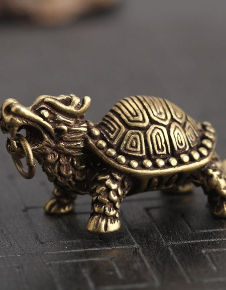 Pure Brass Lucky Dragon Turtle Figure