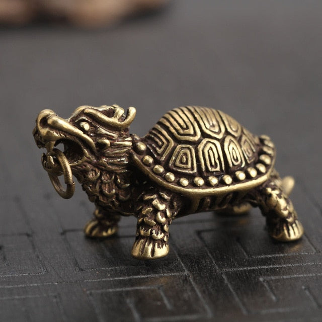 Pure Brass Lucky Dragon Turtle Figure