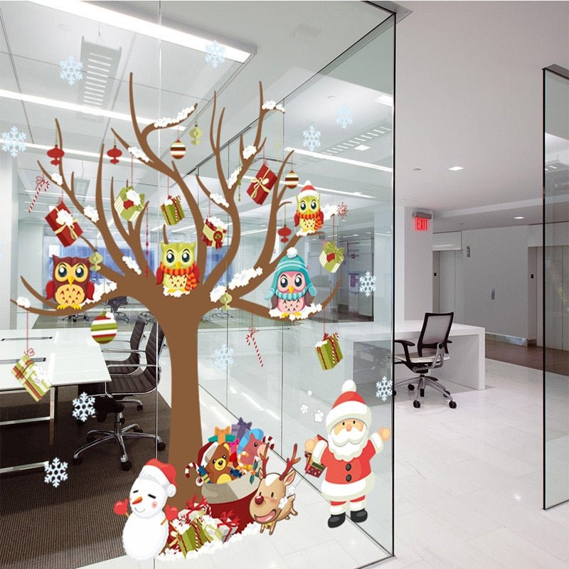 Glass Window Owls Tree Sticker