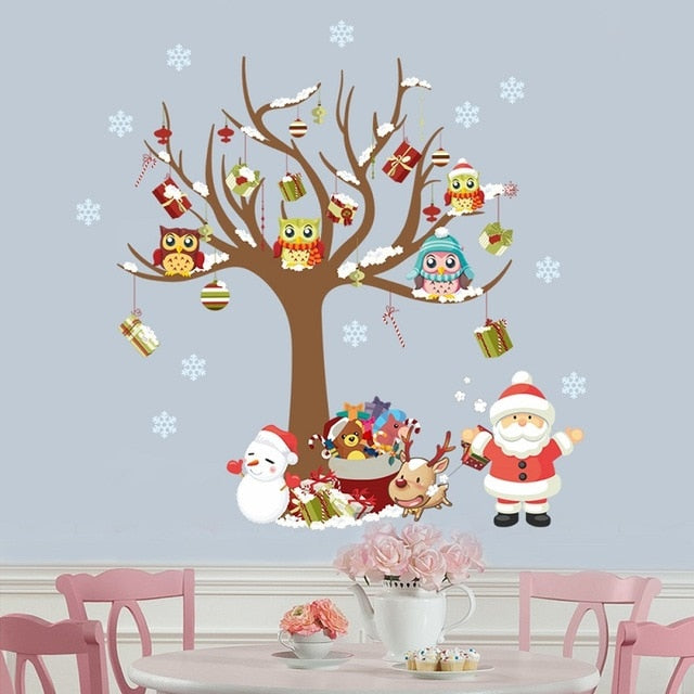 Glass Window Owls Tree Sticker
