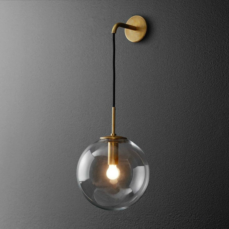 Hanging Wire Glass Ball Wall Lamp