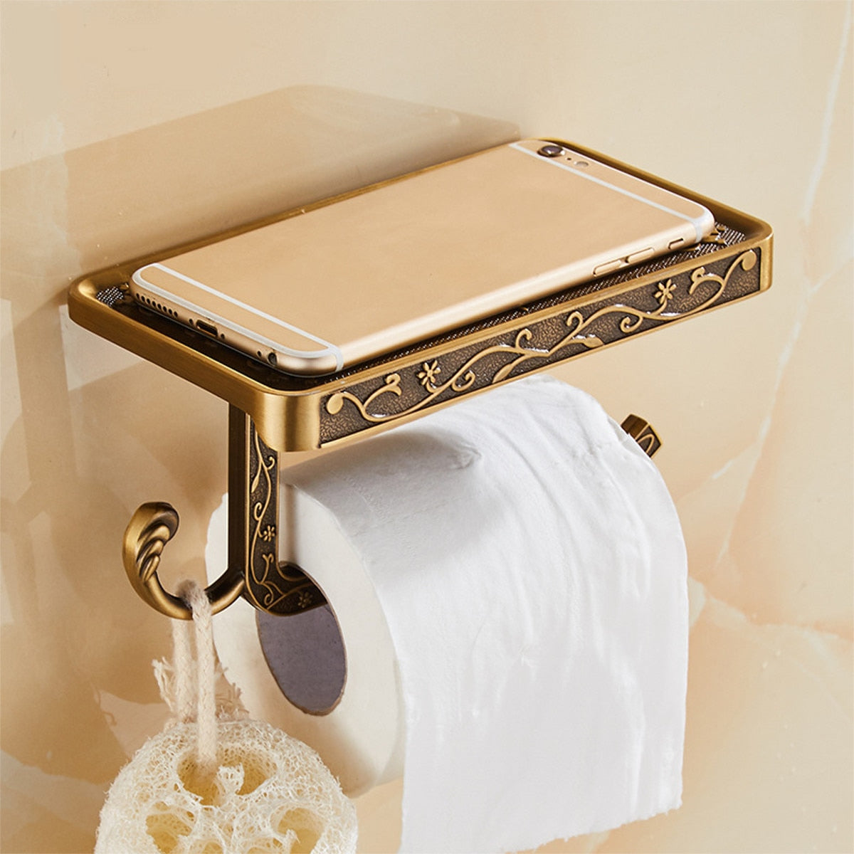 Antique Carved Bathroom Paper Holder