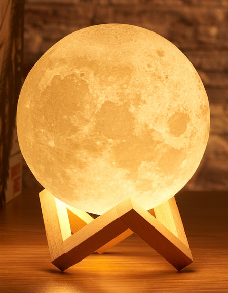 Rambery moon lamp 3D print night light Rechargeable  3 Color Tap Control lamp lights 16 Colors Change Remote LED moon light gift