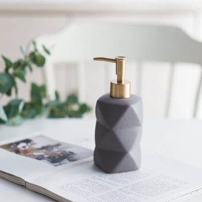 Geometric Pink Ceramic Bathroom Accessories