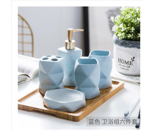 Geometric Pink Ceramic Bathroom Accessories