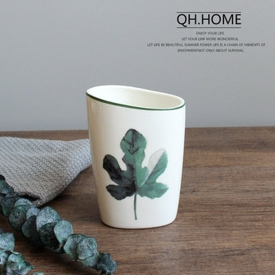 Nordic Green Plant Ceramic Bathroom Accessories
