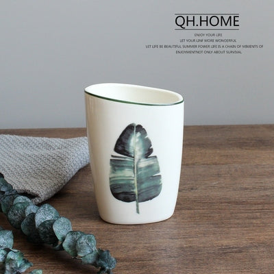 Nordic Green Plant Ceramic Bathroom Accessories