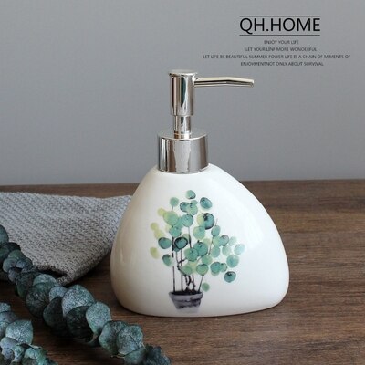 Nordic Green Plant Ceramic Bathroom Accessories