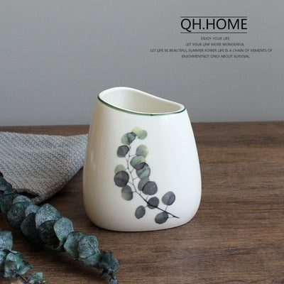 Nordic Green Plant Ceramic Bathroom Accessories