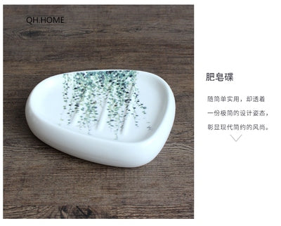 Nordic Green Plant Ceramic Bathroom Accessories